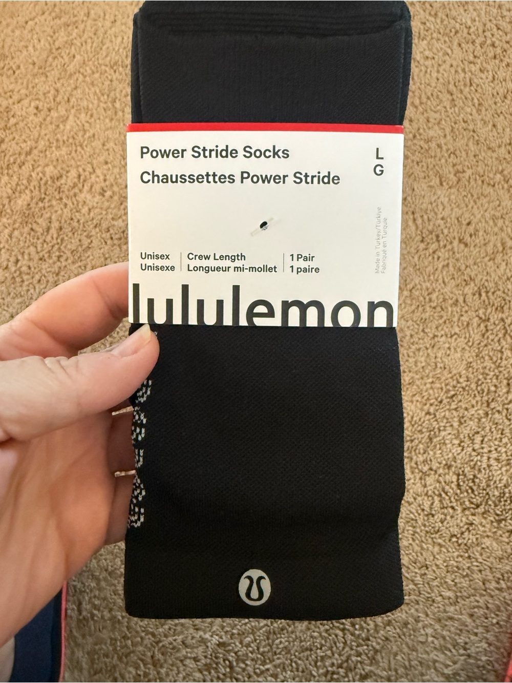 Power Stride Crew Socks - Black